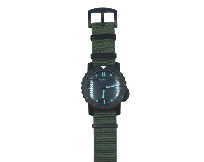 Kobold Arctic Diver Titanium Tactical Watch with Green Nylon Strap