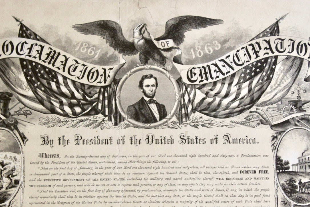 1864 Engraving of President Lincoln's "Proclamation of Emancipation" by W. Roberts