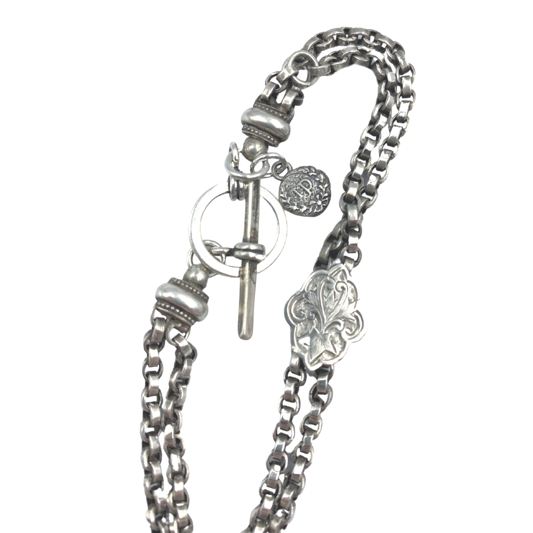 Antique Sterling Albertina Watch Fob Chain Bracelet