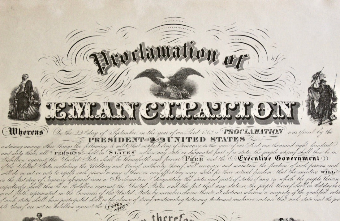 1864 Engraving of President Lincoln's "Proclamation of Emancipation" by Charles Shober, Second Issue