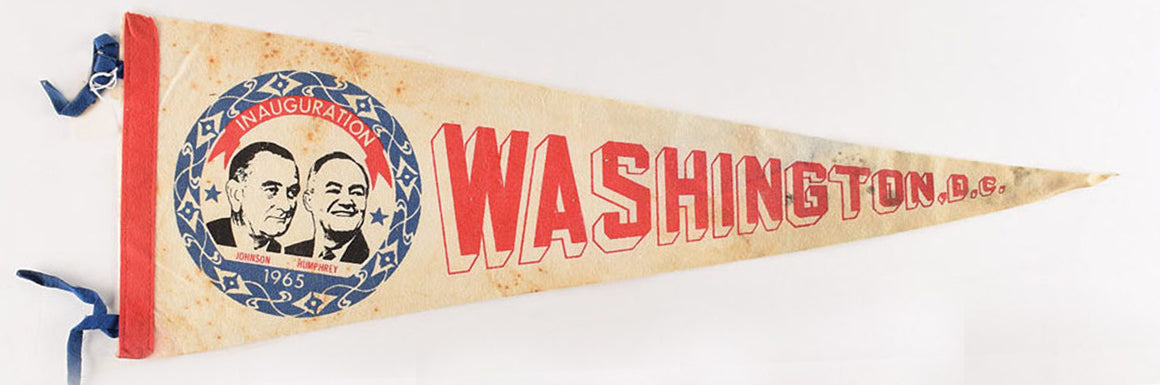 Vintage Johnson and Humphrey "Washington, D.C." Inaugural Pennant, 1965