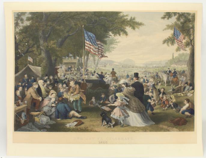 1876 "The Day We Celebrate" Hand-Colored Engraving by John C. McRae after Frederick Augustus Chapman